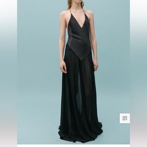 SEMI-TRANSPARENT SILK DRESS COMBINED BODY